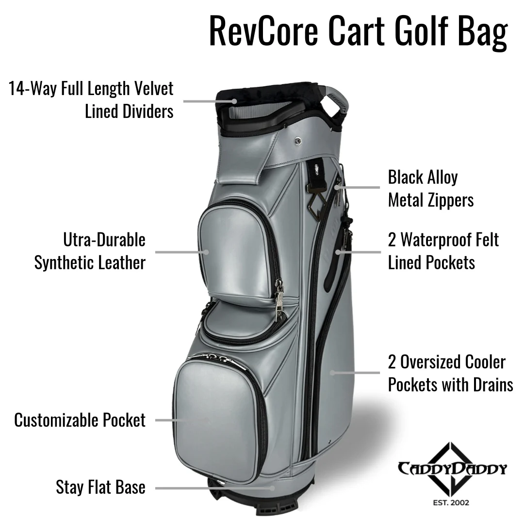 RevCore Lux Golf Cart Bag | 14 Way Velvet Lined Dividers - Image 13